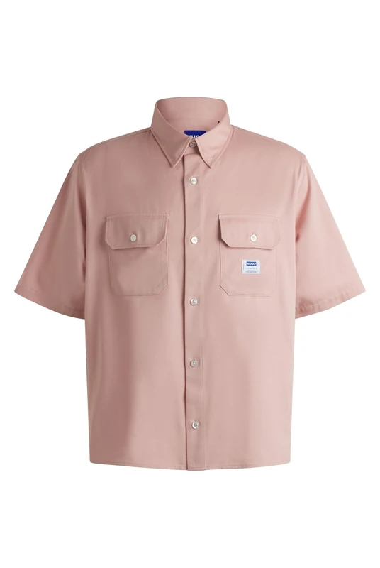 HUGO Mens Ekyno Cotton-Terry Shorts with Blue Logo Patch