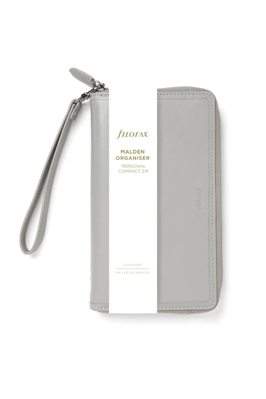 Filofax Personal Compact Zip w/wristlet Malden Organiser - Stone