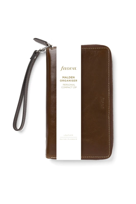 Filofax Personal Compact Zip w/wristlet Malden Organiser - Ochre