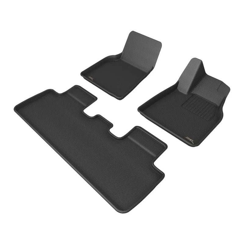 3D MAXpider All-Weather Floor Mats for TESLA Model Y 2021-2024+ Custom Fit Car Floor Liners, Kagu Series (1st & 2nd Row), Black