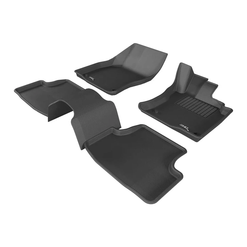 3D MAXpider All-Weather Floor Mats for VOLKSWAGEN Golf (MK7) 2013-2019 Custom Fit Car Floor Liners, Kagu Series (1st & 2nd Row), Black