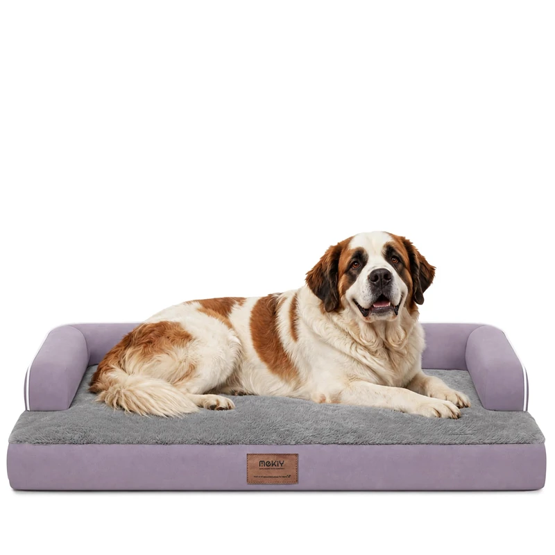MEKIY Orthopedic Waterproof Jumbo Dog Bed with Bolster for Extra Large Dogs