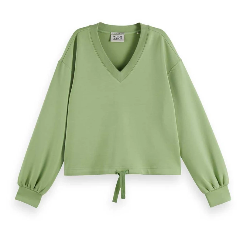 Scotch & Soda Women's V-Neck Modal Sweatshirt, Pistachio, XS