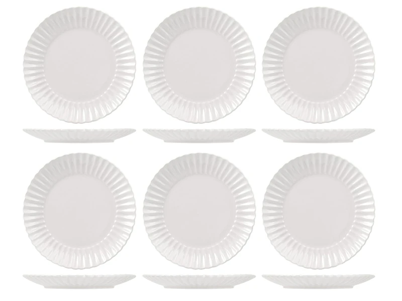 H&H Set of 6 White Lotus Dinner Plates 27 cm