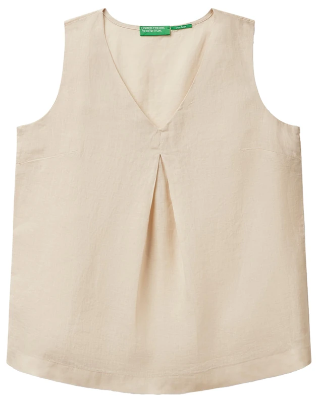 United Colors of Benetton Women's Blusa 5bmldq06w Shirt, Beige, L - Image 1