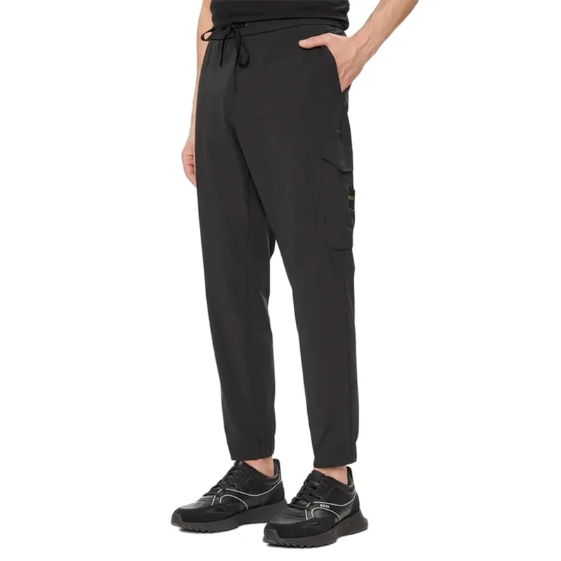 BOSS Men's T Urbanex-CargoLight Tapered Fit Trousers Made of Easy-Iron Stretch Poplin, Black, 66