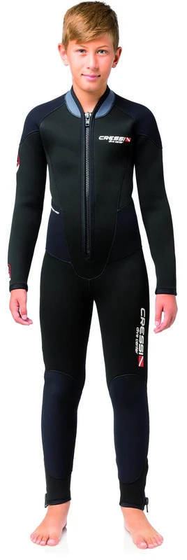 CRESSI Endurance Kids Monopiece Wetsuit 3mm XS (age 8/10) - Junior One Piece Wetsuit without Hood, Sternal Zip, 3mm Neoprene Black, XS (age 8/10)