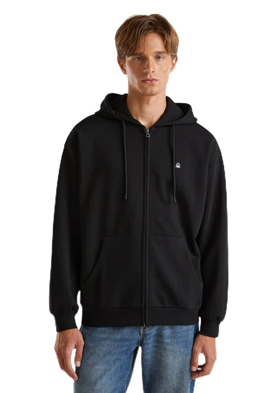 United Colors of Benetton jacket c/cap m/l, Black, XL