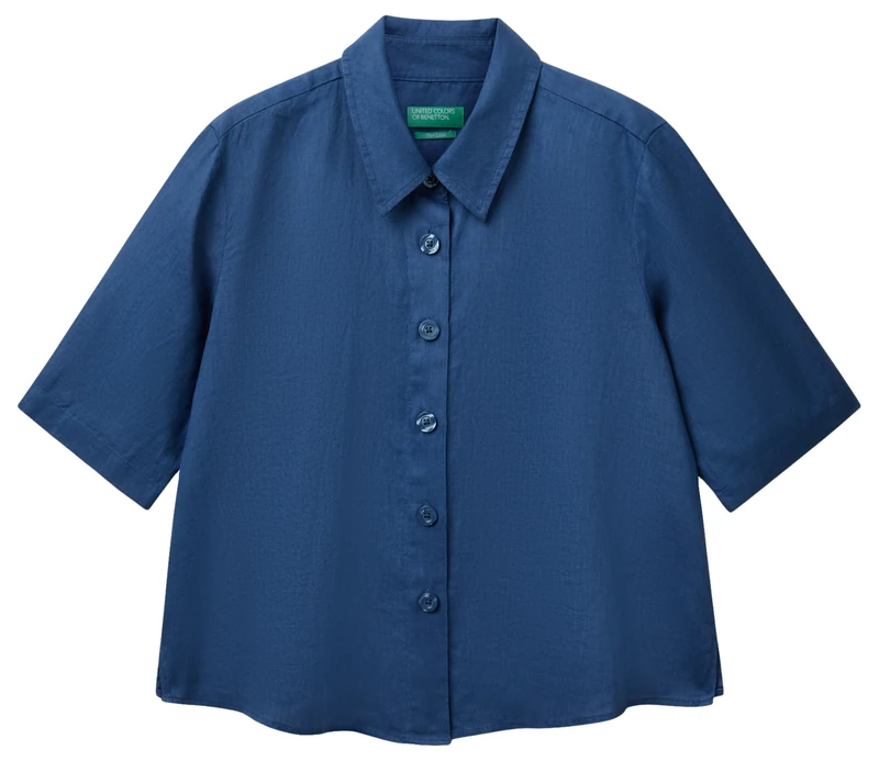 United Colors of Benetton Women's Shirt, Blue, XS
