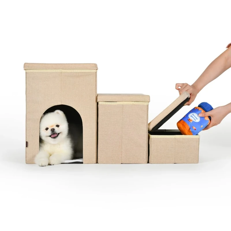 Puppia CUDDLECLIMB Storage Stairs Scale Beige