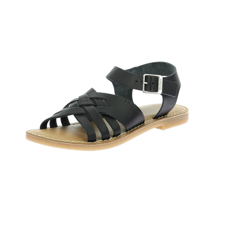 Kickers Women's Kick Ladora Flat Sandal, Black, 4 UK