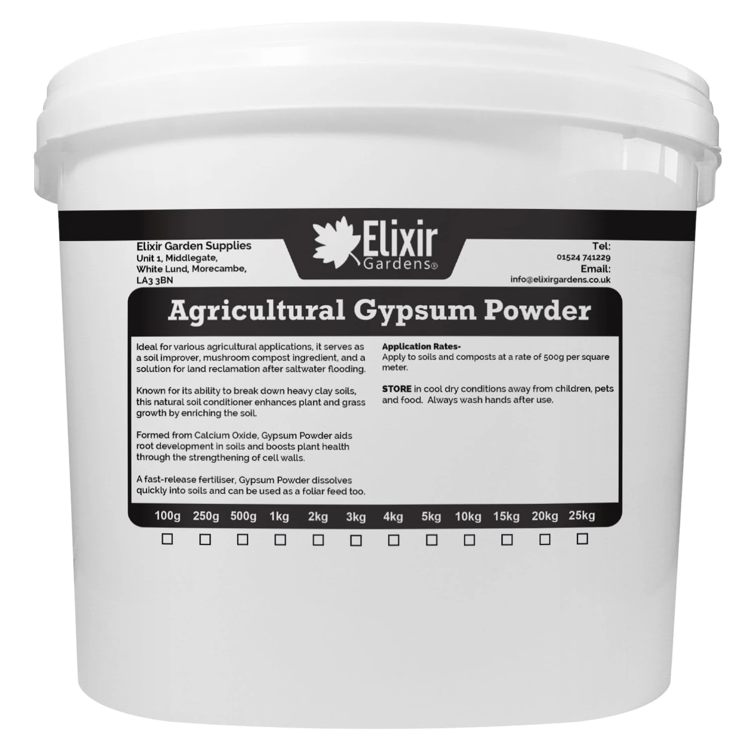 Agricultural Gypsum Powder (Calcium Sulphate) | Natural, Soluble Fast-Release Soil Improver & Conditioner, Ideal for Clay-Heavy Soils | 1kg Tub
