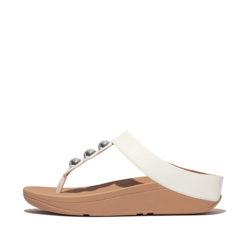 Fitflop FINO MIRROR-DOME LEATHER TOE-POST SANDALS
