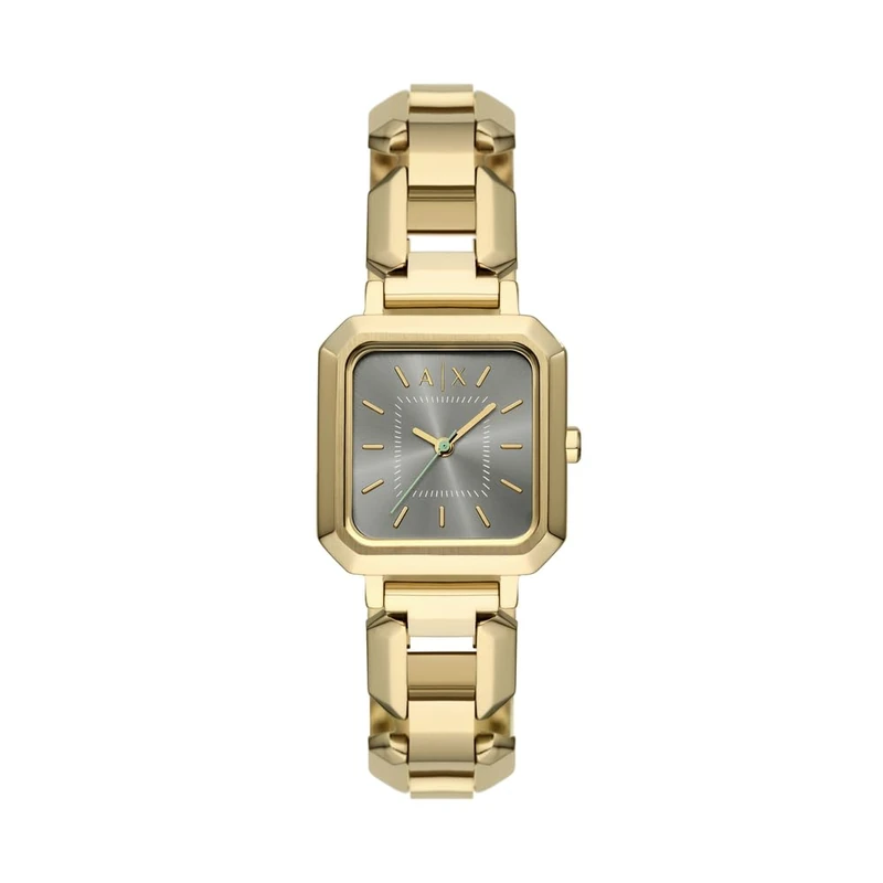 Armani Exchange Watch for Women, Quartz Three Hand Movement and 27 mm Case Size with Stainless Steel Strap, Golden Yellow