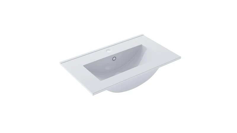BAIKAL Countertop Washbasin | Bathroom Sink | Ceramic Washbasin | Rectangular | Gloss White | Depth 36 cm | Width 61 cm