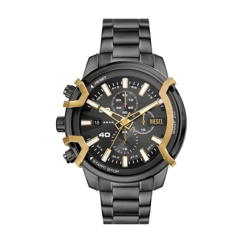 DIESEL Griffed Watch for Men, Quartz Chronograph Movement with Stainless Steel Strap