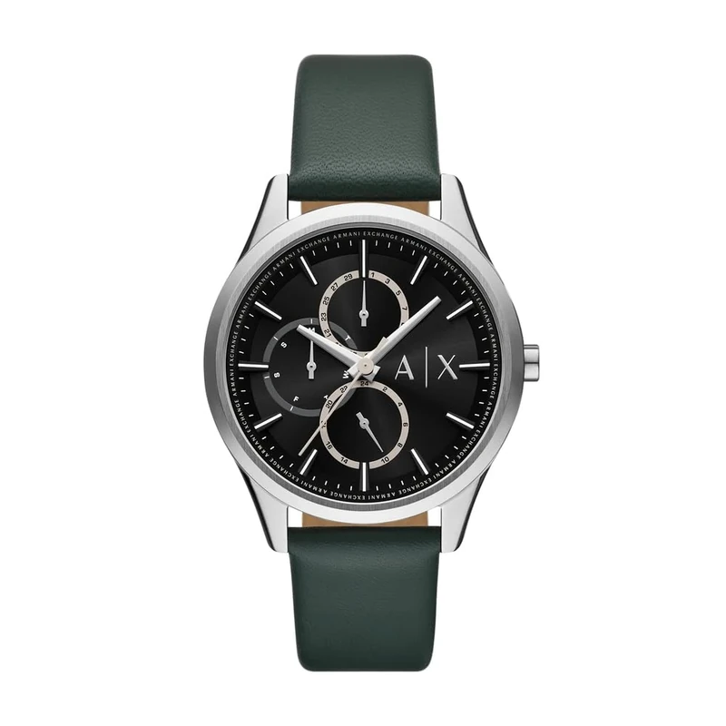 Armani Exchange Watch for Men Automatic Movement and 46mm Case Size with Stainless Steel Leather or Silicone Strap, Green
