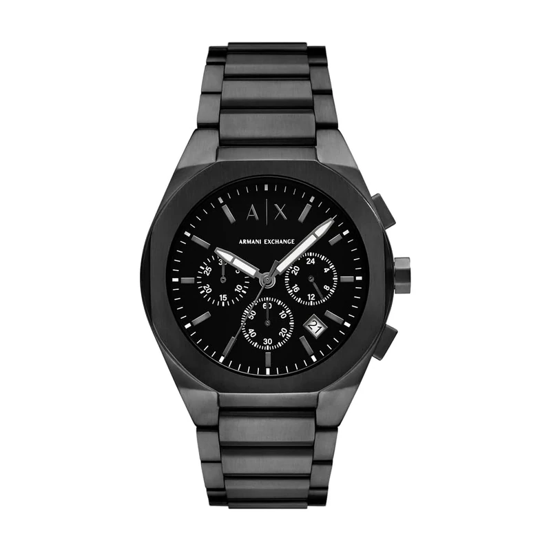 Armani Exchange Watch for Men, Quartz Chronograph Movement and 42mm Case Size with Stainless Steel Strap, Dark Grey and Black