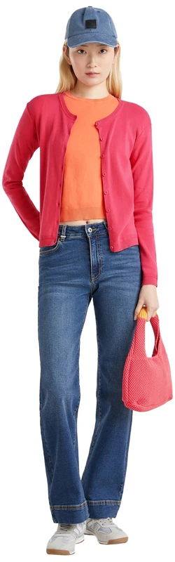 United Colors of Benetton Women's Cardigan Sweater, Red Magenta 12e, XS