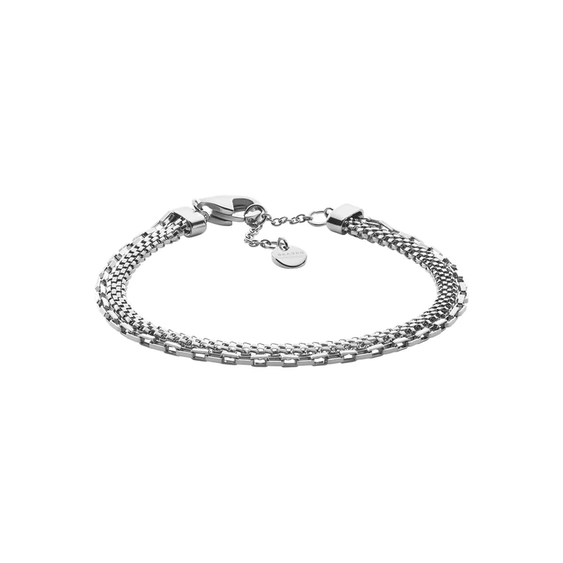 Skagen Men's Stainless Steel, leather or Beaded with Lobster clasp closure bracelet, Shiny silver