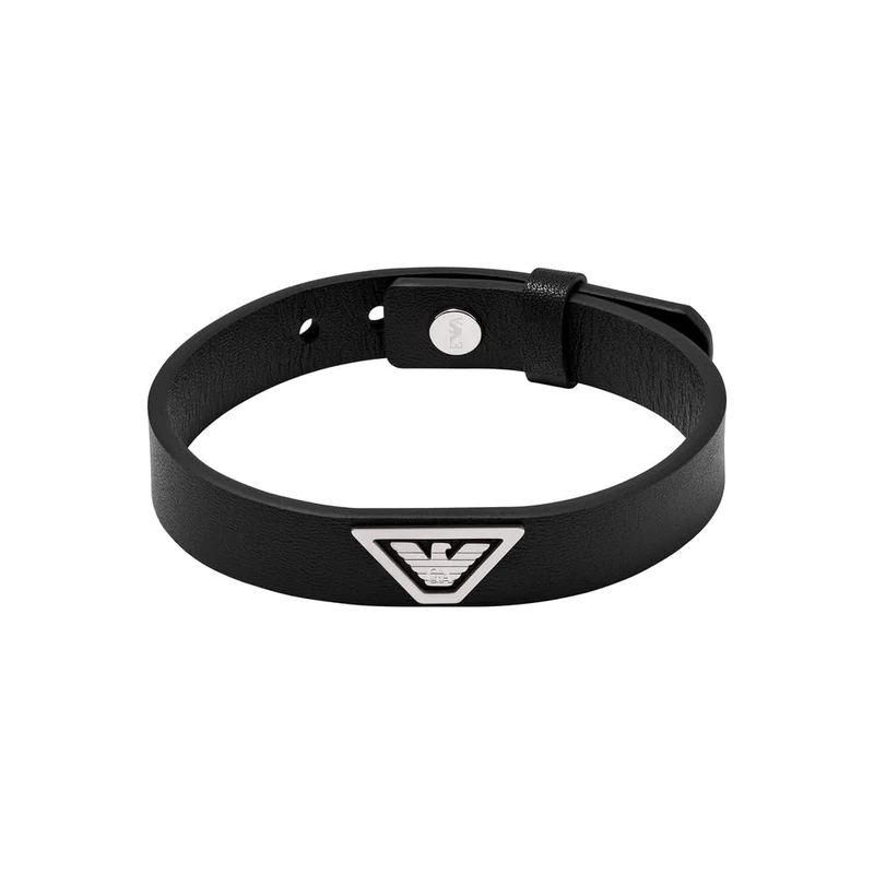 Emporio Armani Men's Silver Leather Bracelet, EGS3128040