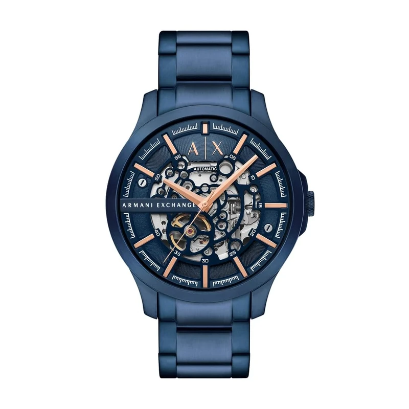 Armani Exchange Watch for Men Automatic Movement and 46mm Case Size with Stainless Steel Leather or Silicone Strap, Teal