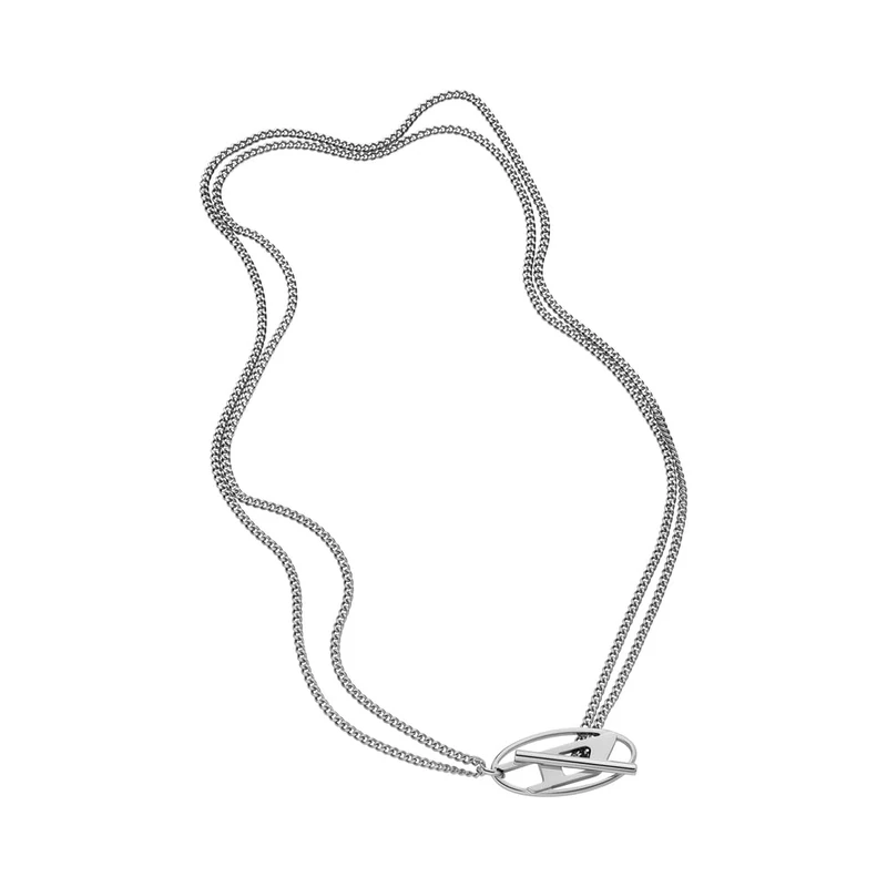 Diesel Men's Stainless Steel with Toggle clasp closure necklace Brushed Silver