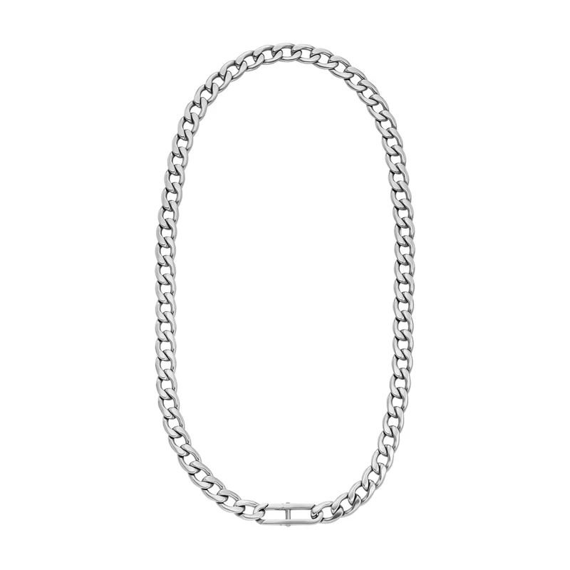 Fossil Men's Heritage Silver Stainless Steel Necklace, JF04769040