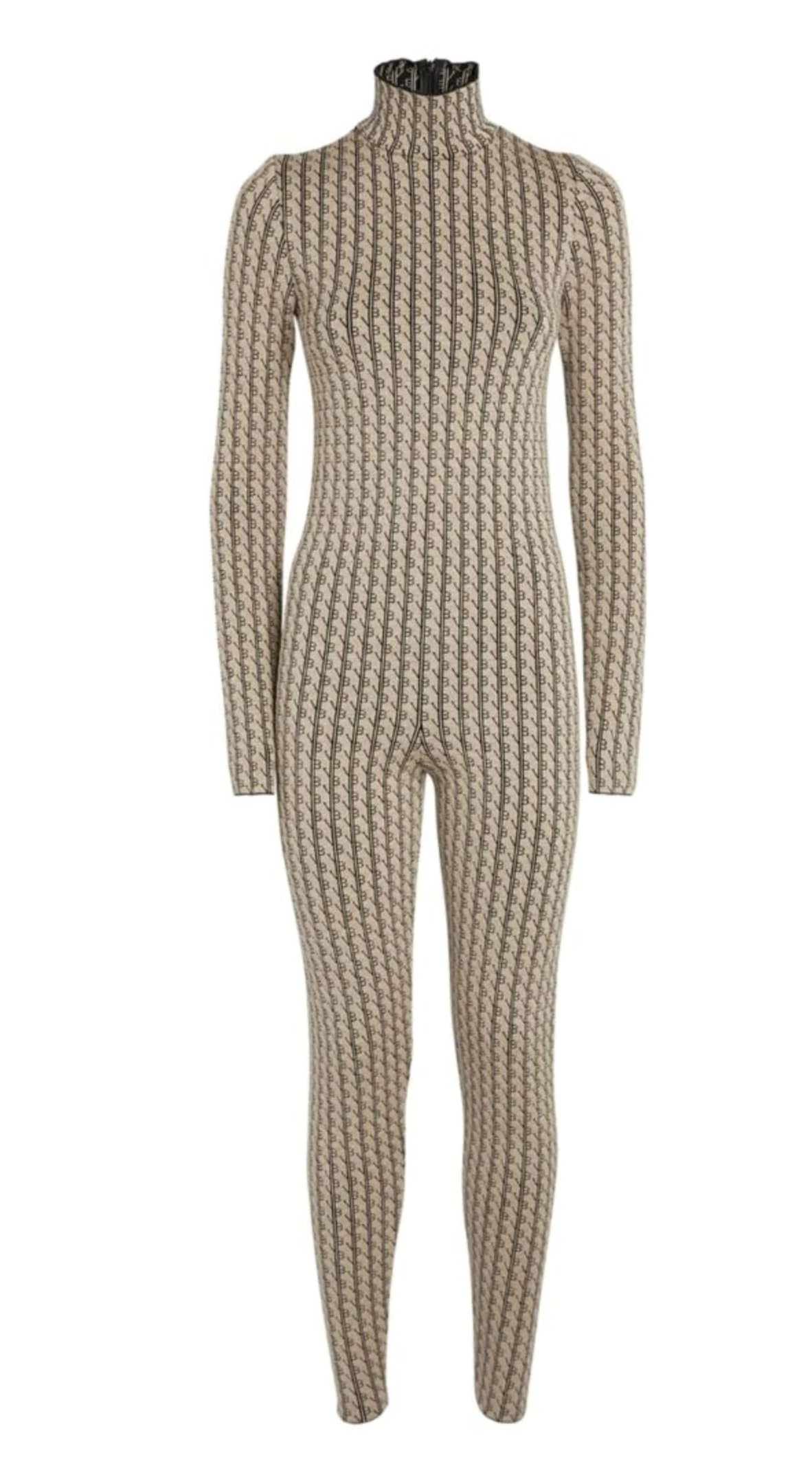 Victoria Beckham Pre-loved Beige Monogram Merino Wool-Blend Jumpsuit