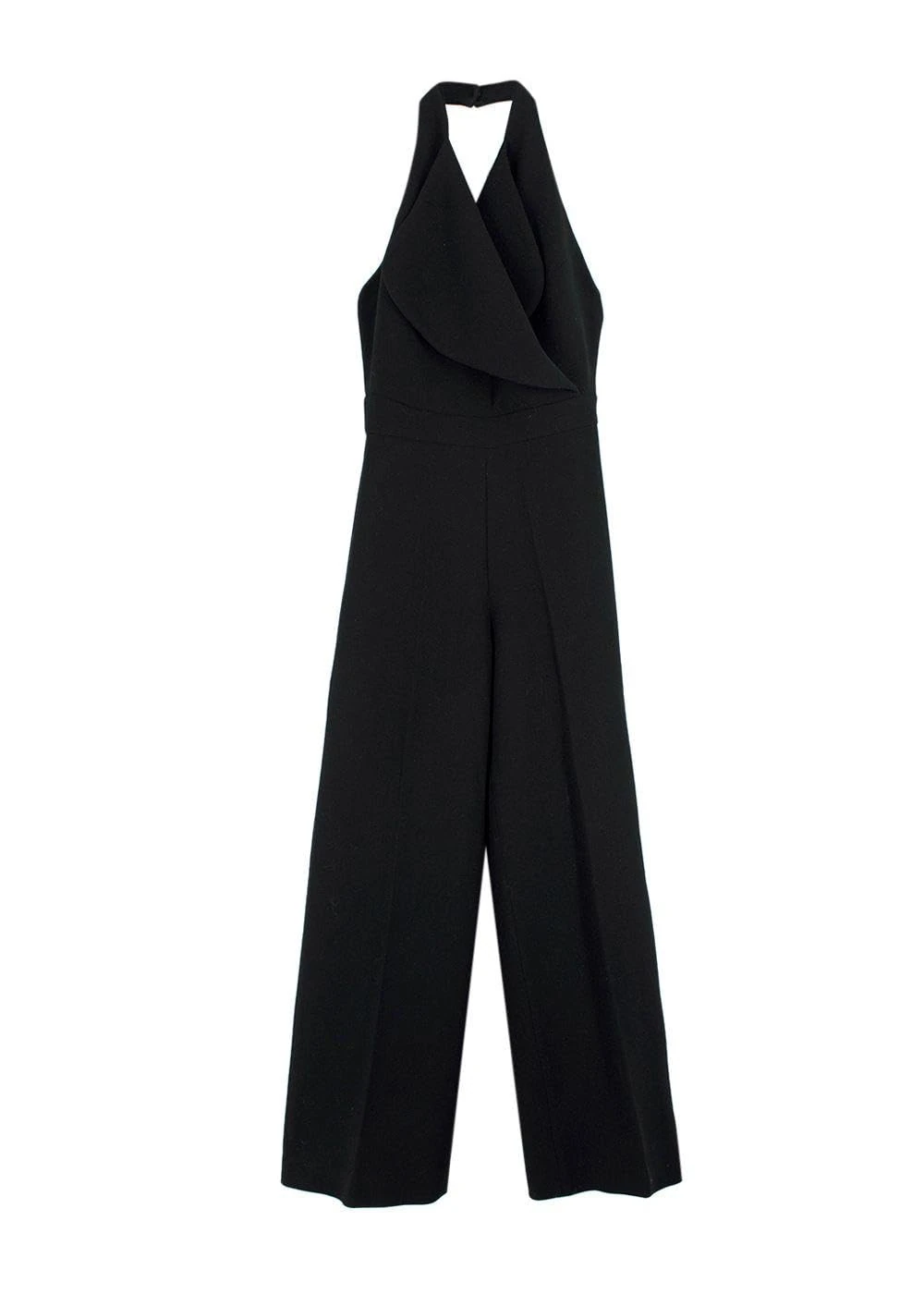 Emilia Wickstead Pre-loved Black Halter-neck Wide Leg Jumpsuit