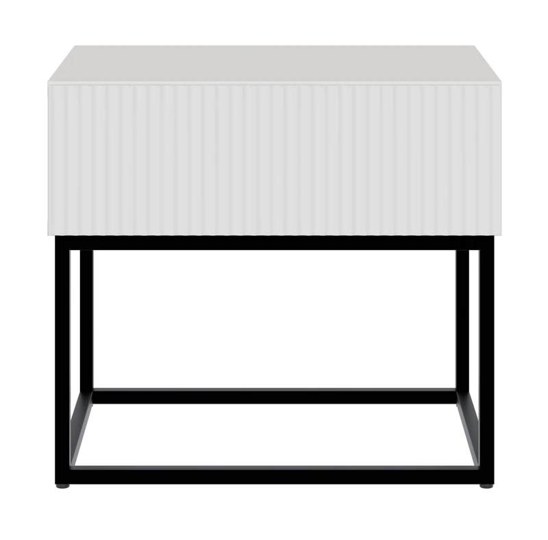 Selsey Veldio Bedside Cabinet Side Table with Drawer Grey Beige Black Legs, Acrylonitrile Butadiene Styrene Engineered Wood Alloy Steel, Graubeige