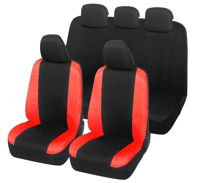 Auto Accessori Lupex Car Seat Covers Compatible with Panda Seconda 169 and Third 319 Series, Made in Italy, Polycotton Fabric, Complete Set (Black - Red with Full Backrest)