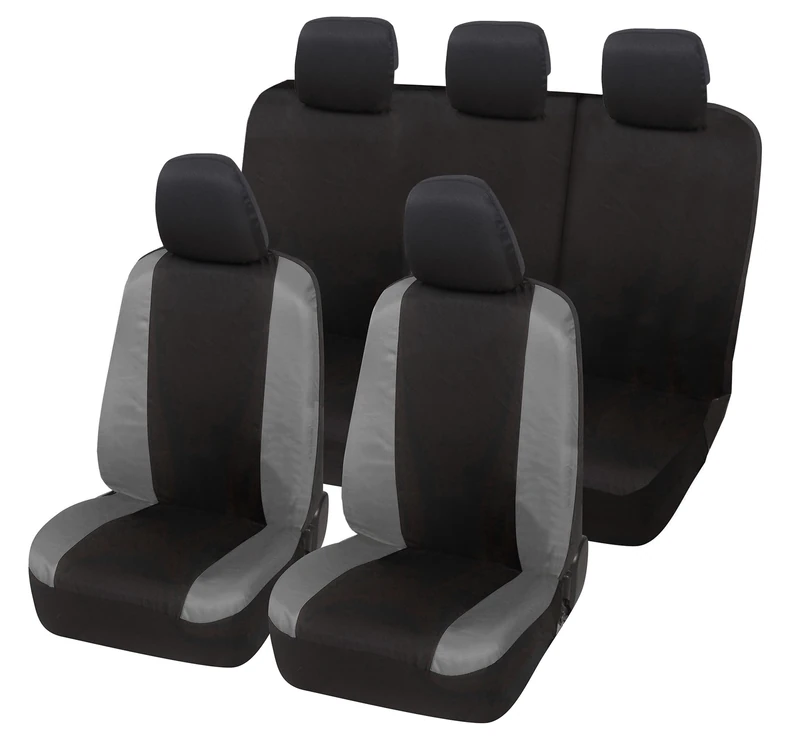 Auto Accessori Lupex Car Seat Covers Compatible with Duster, Made in Italy, Polycotton Fabric, Front and Rear (Black - Dark Grey)
