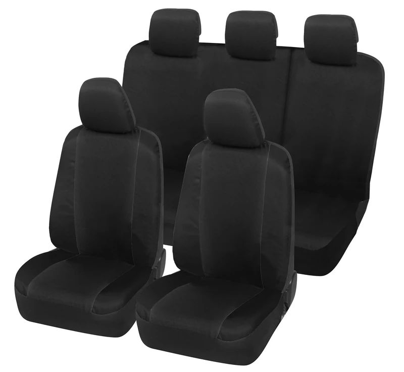 Auto Accessori Lupex Car Seat Covers Compatible with Duster, Made in Italy, Polycotton Fabric, Front and Rear (Black - Black)