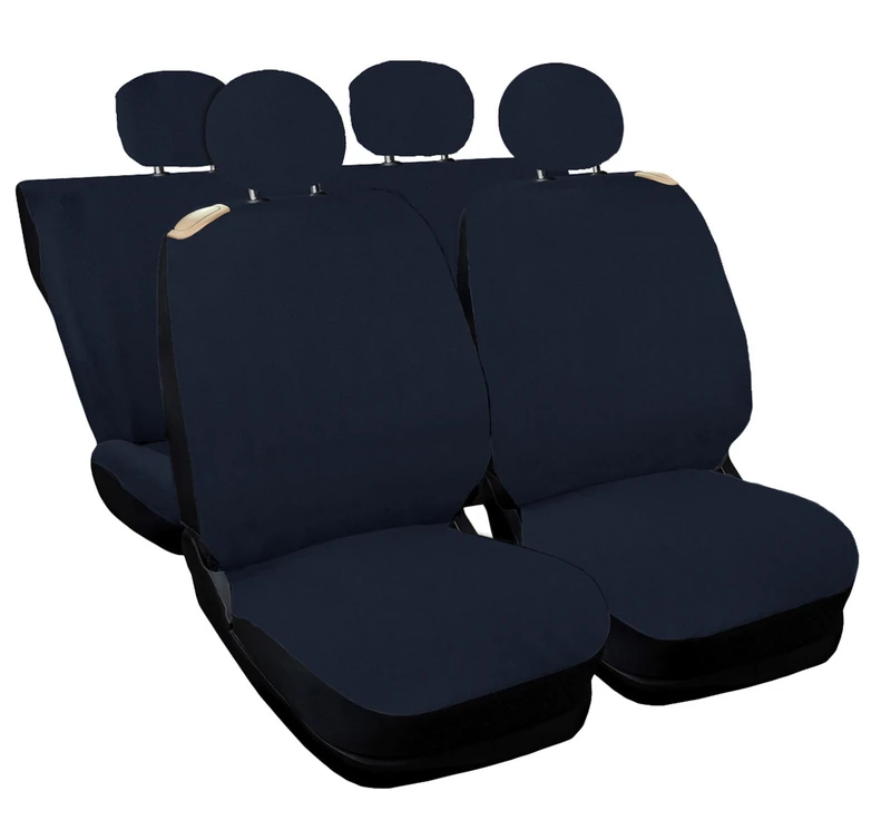 Auto Accessori Lupex Car Seat Covers Compatible with Cinquecento 500, Made in Italy, Polycotton Fabric, Front and Rear Sets (Blue with Full Back Back)