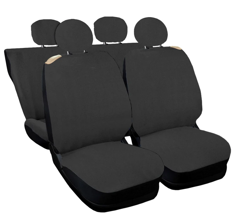 Auto Accessori Lupex Car Seat Covers Compatible with Cinquecento 500, Made in Italy, Polycotton Fabric, Front and Rear Sets (Grey with Full Back Back)