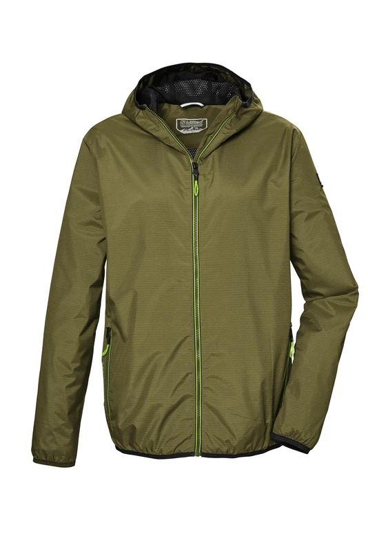 Killtec KOS 112 MN 42957-000 Men's Functional Waterproof Rain Jacket with Hood, Packable Green Moss, 4XL
