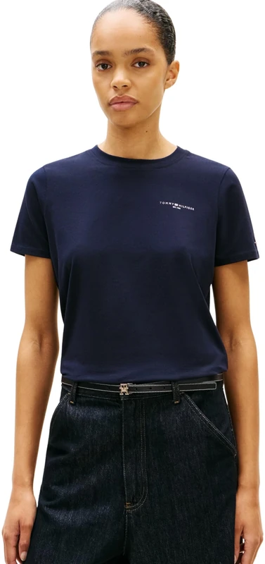 Tommy Hilfiger Women’s Short Sleeve T-Shirt 1985 Crew Neck, Blue (Nos Desert Sky), XXS