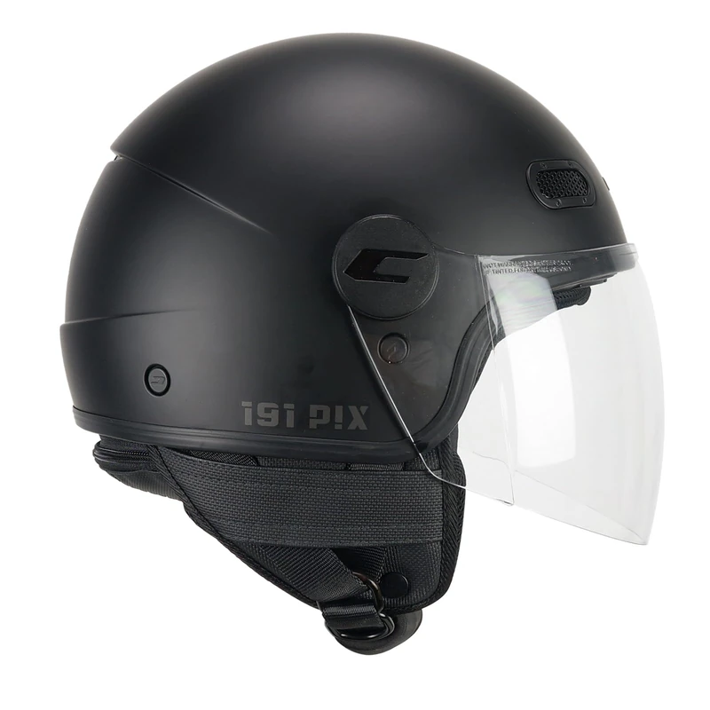 CGM Open Face Helmet, 191A PIX MONO Matte Black, Long, S (55 cm)