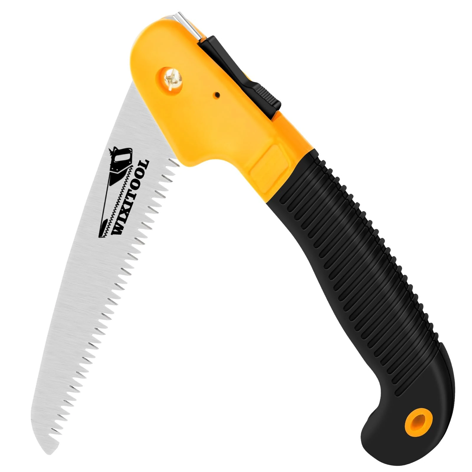 Folding Hand Saw, Pruning Saws for Trimming Gardening Camping Hiking PVC Bone Cutting Wood, Portable Survival Foldable Jab with Rugged Blade(7") Ergonomic Non-Slip Handle Security Lock Yellow