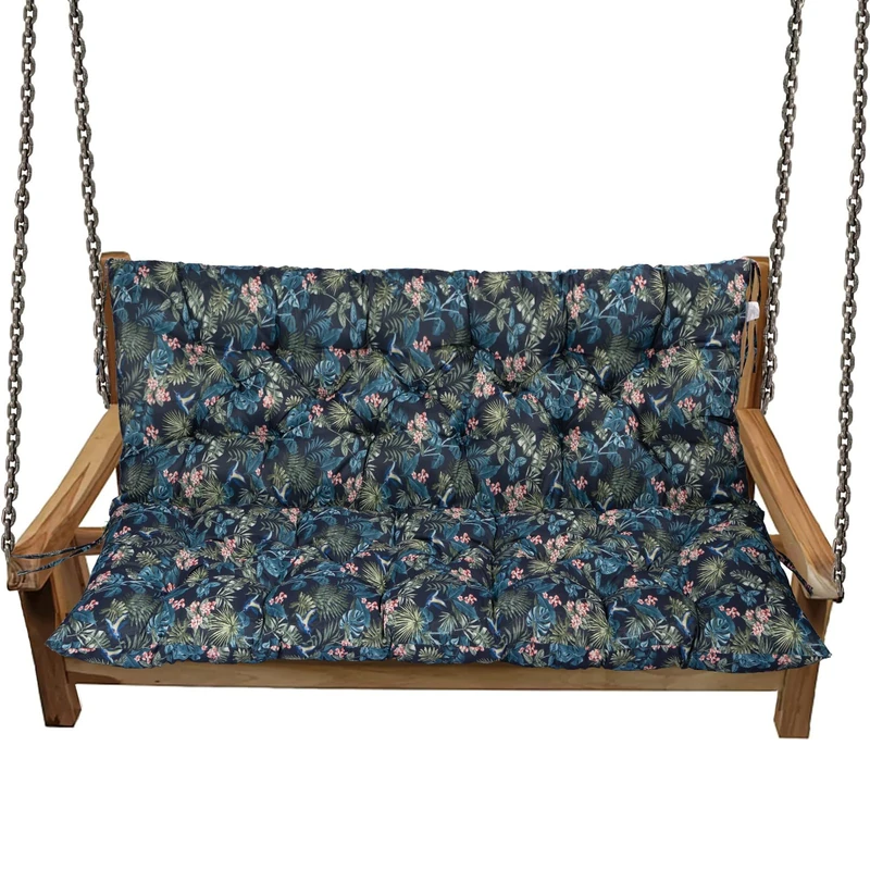Sauqzoh Replacement Cushions for Outdoor Swing, Water-Resistant Cushion with Ties 2-3 Seater Swing Cushions for Garden Patio Furniture Loveseat Outdoor Bench Cushions (Hummingbird, 70x40 inch)