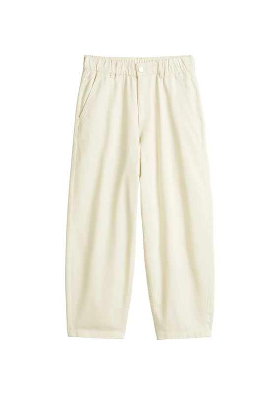 Marc OߴPolo Denim Women's Cropped Barrel Leg Trousers with Elasticated Waist, Off White (Creamy White), XL