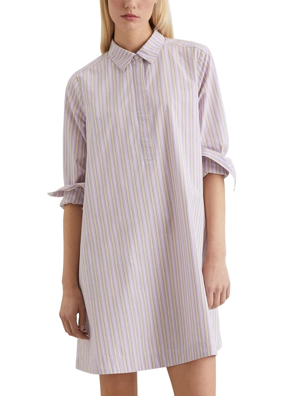 Marc OߴPolo Denim Women's Organic Cotton Shirt Dress with Kent Collar, Multicolor (Medium Purple Multi 01), L