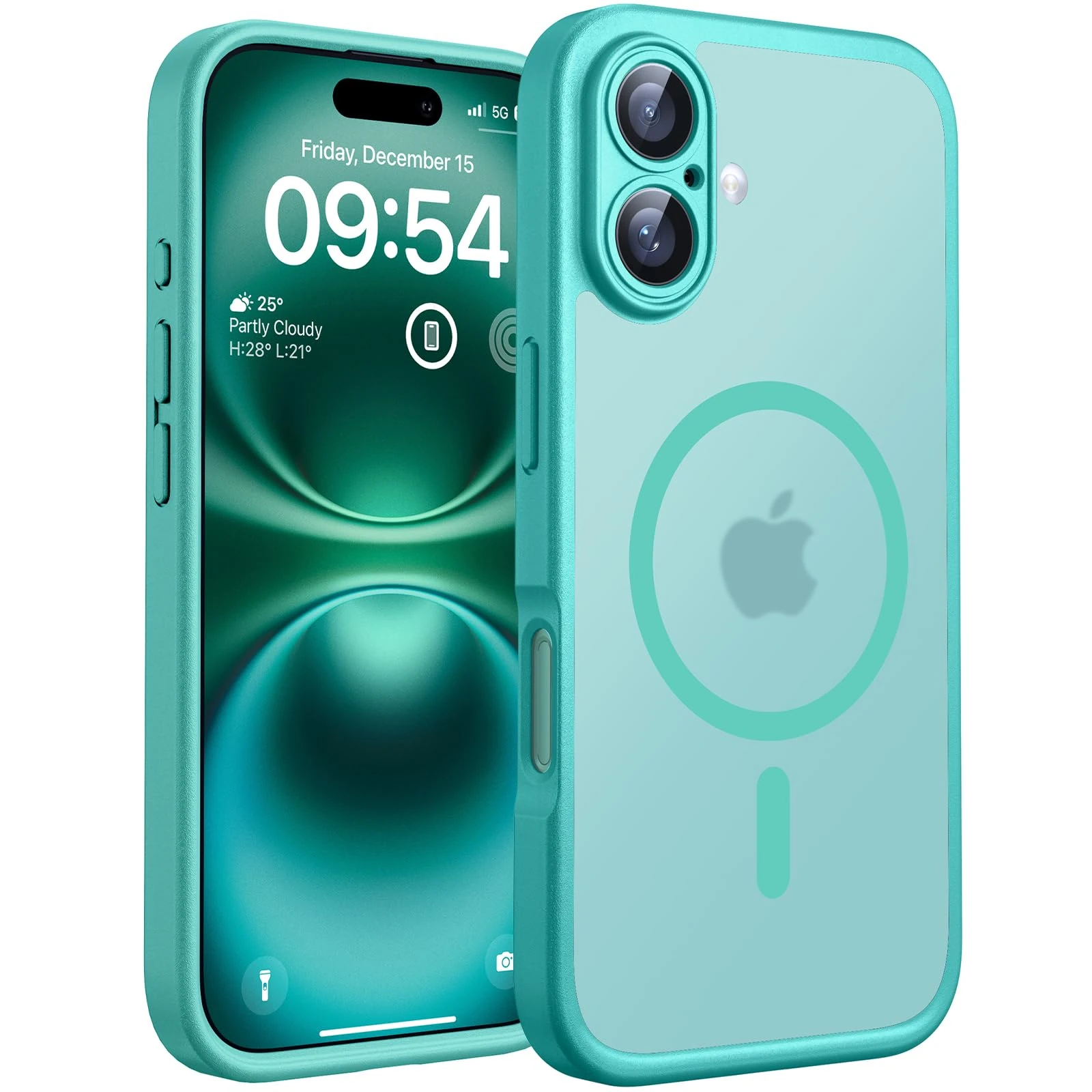 TOCOL Magnetic for iPhone 16 Case 6.1-Inch, Fit for MagSafe, Upgraded [Full Camera Protection], [14FT Military Grade Drop Tested] Shockproof Slim Translucent Matte Back Phone Cover (Teal)