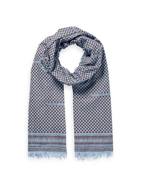 Scotch & Soda Damen Block print sarong Scarf, Brown 248, One Size - Image 1