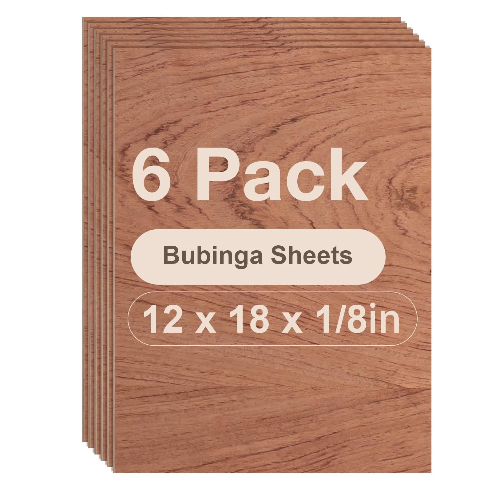 ROBOTIME 3mm Plywood Sheets Bubinga Cut to Size A3 6 Pack Wood Burning Model Making Laser Ply Material, Thin Wood Sheets for Craft Projects