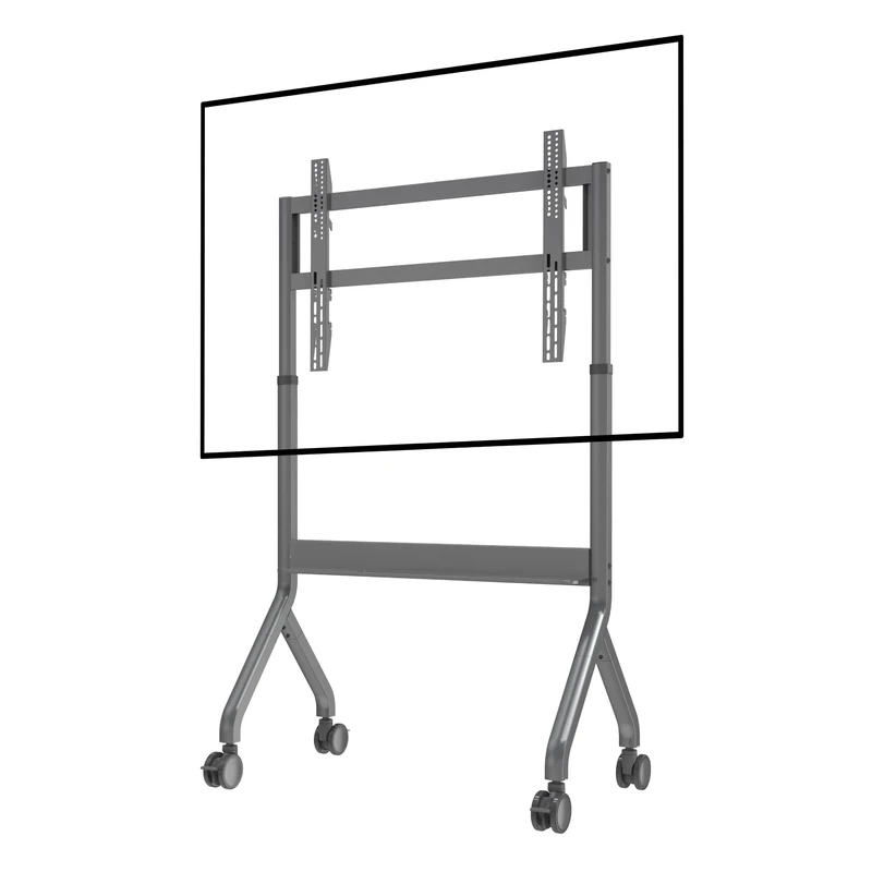 NB Ergonomic Mobile TV Cart on Wheels for Max 90 Inch Screen - TV Stand Load up to 68 kg | Height Adjustable, Silent Scroll Wheel | VESA 200x200 to 900x600 mm (P150-G)
