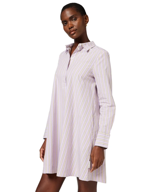 Marc OߴPolo Denim Women's Organic Cotton Shirt Dress with Kent Collar, Multicolor (Medium Purple Multi 01), XS