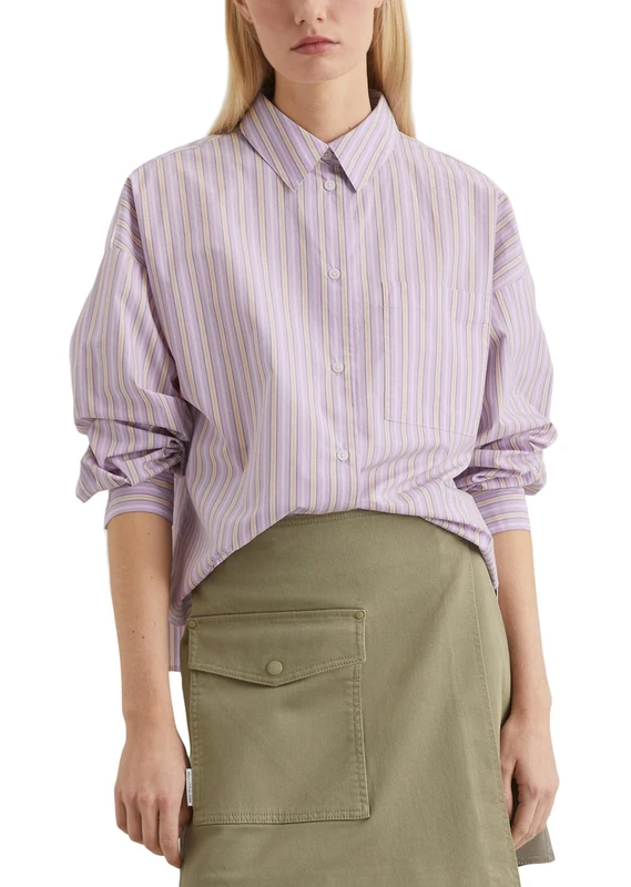 Marc OߴPolo Denim Women's Striped Shirt with Kent Collar, Multicolor (Medium Purple Multi 01), XXL
