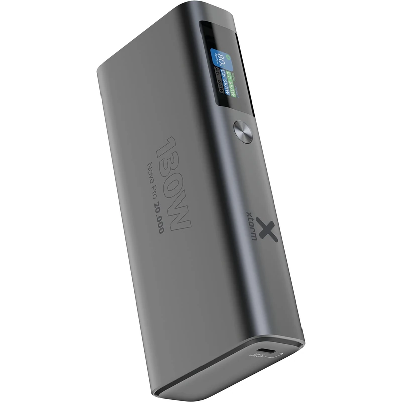 Xtorm Nova powerbank 20000mAh, Ultra Slim Light External Battery, 130W USB-C Fast Charger Powerbank for Laptop, iPhone, Samsung Galaxy and More, Quick-Charge, 2 USB-C Ports